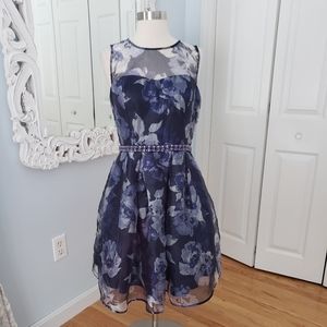 Eliza J Blue Floral Midi with Embellishmentts 8